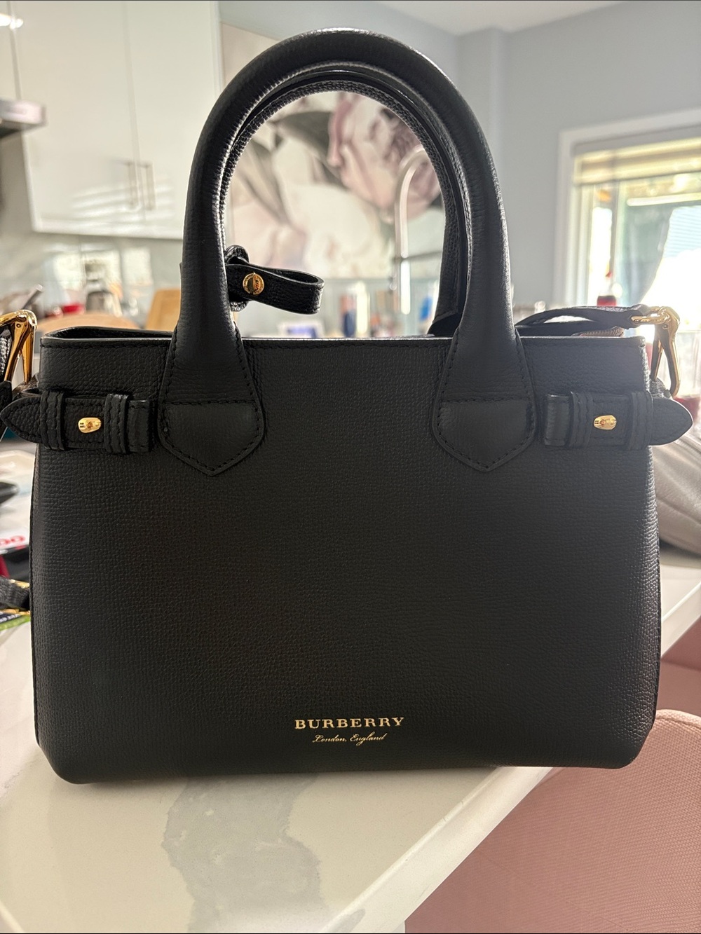 Burberry Black Small Banner Tote Bag